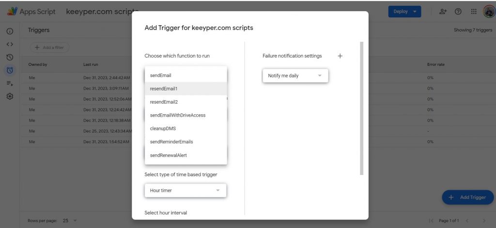 Einen neuen Trigger in Google Apps Scripts erstellen